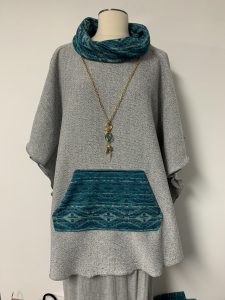poncho 13 gray with turquoise 1 of k (2)$59